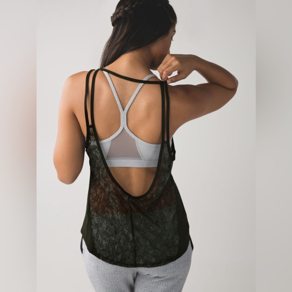 Lululemon Cool to Street Tank Gator Green Jazzy White Gator Green sz12